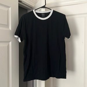 Black with white collar Tshirt.